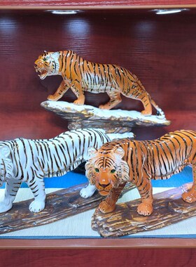 老虎十二生肖陶瓷 动物摆件家居 办公室摆设送礼工艺品创意装饰品