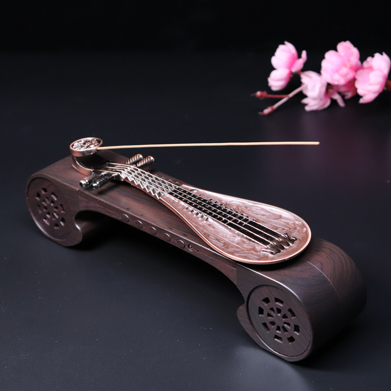 琵琶音乐机古琴茶道香道线香熏炉合金香插卧香盒摆件室内复古音响