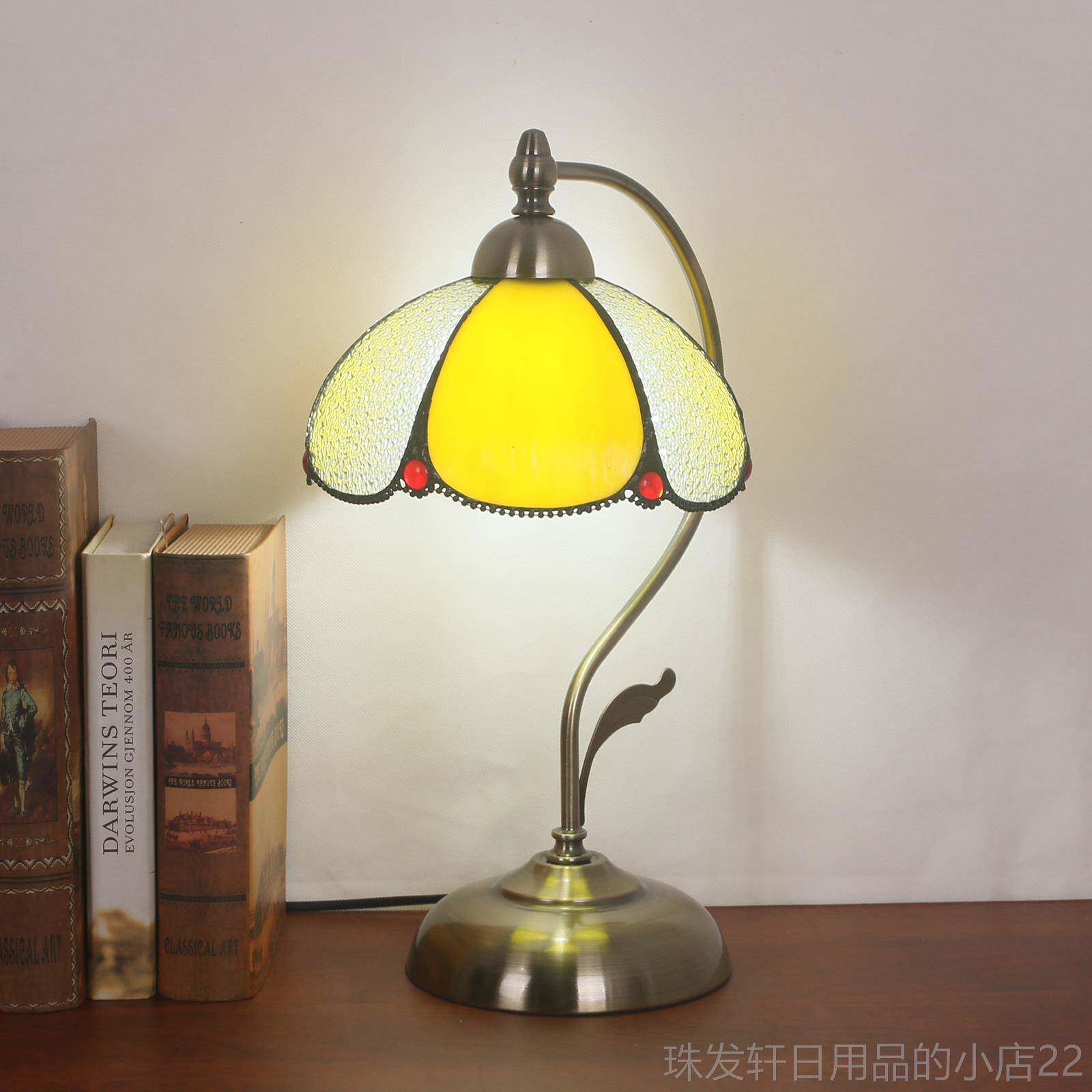 高档美覆书上古房卧室床头灯酒吧饭厅式老海民国风护眼玻璃装饰台