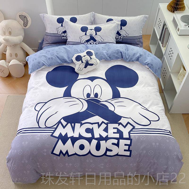 高档迪士尼全棉卡通四套女孩美人 鱼儿件三件套3D纯棉公主童床上