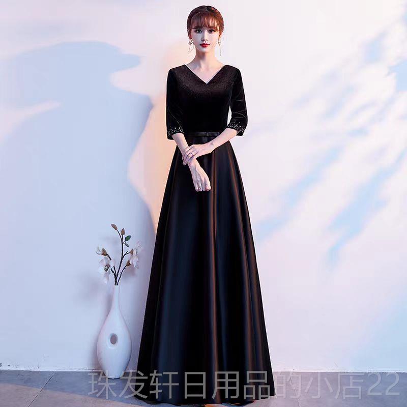 高档大主演合唱团演出服女长诗歌裙朗诵红歌表比赛持人指挥礼服女