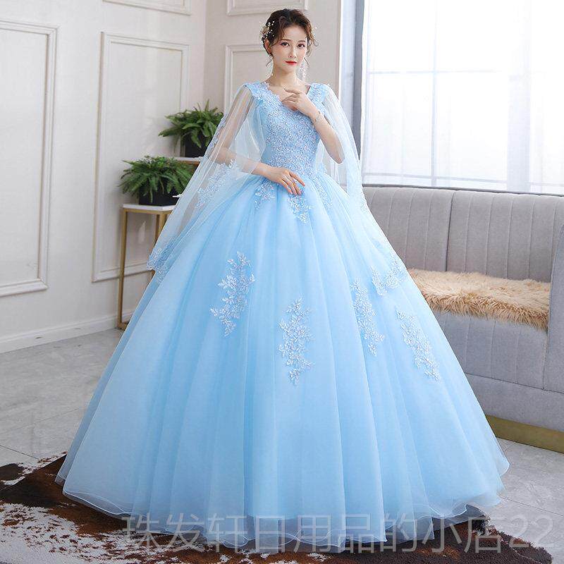 高档彩纱婚服纱年会主持演出学术生独唱艺测女试装短裙长晚礼服