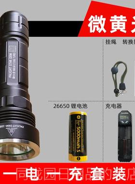 正品霸光2024款DXM强光手电筒2665超0可充6电LED照灯T家黄光探亮