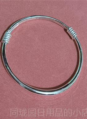 正品9大99纯银手镯 小孩人约宝宝亲子款 简推拉银镯手子光面环送