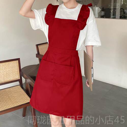 正品美甲店4美容师围裙定制log漂o印字日式作工服女202新款网红亮