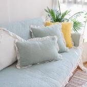 正品 客厅纯色 韩式 艺棉沙发垫套罩布滑全靠背巾防坐垫四季 通用日式