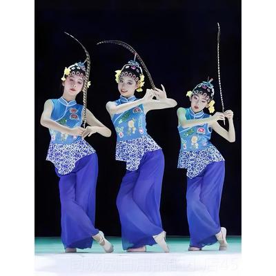 正品新款儿童墨春秋桃李杯演出华服花旦表演装俏国韵春戏粉曲翎毛