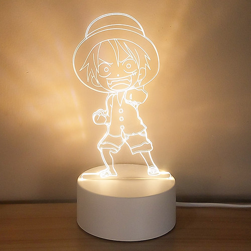 路飞3d小夜灯创意立体卧室睡眠护眼床头灯led节能灯少女心宿舍usb