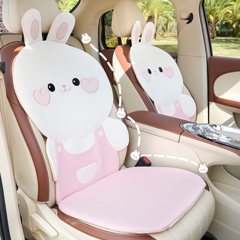 汽车坐垫四季通用高级感可爱卡通透气防滑车用座垫立体兔座椅垫