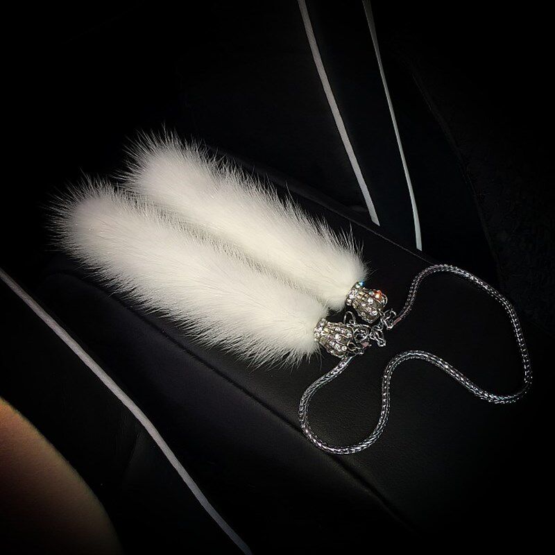 汽车挂件饰品 高档水貂毛车内挂饰 车饰貂毛挂件后视镜水晶吊坠女