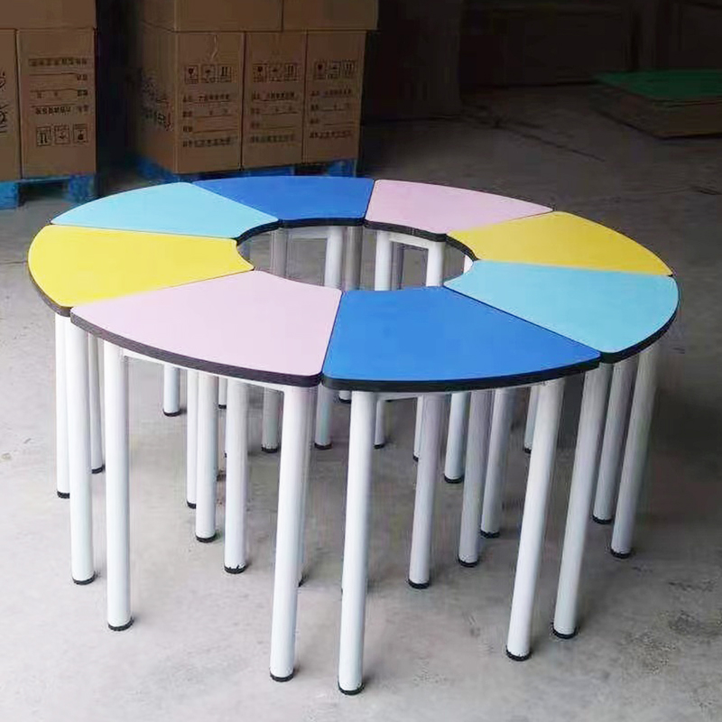 学生六边形电脑桌实验桌子微机室培训梯形阅览拼接六角课桌椅