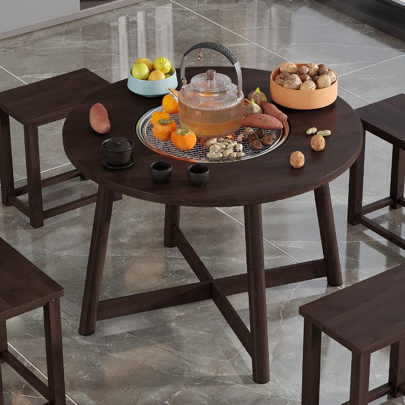 冬日围炉煮茶茶桌家用室内烤火炉器具全桌子冬天家庭炭炉烧烤炉