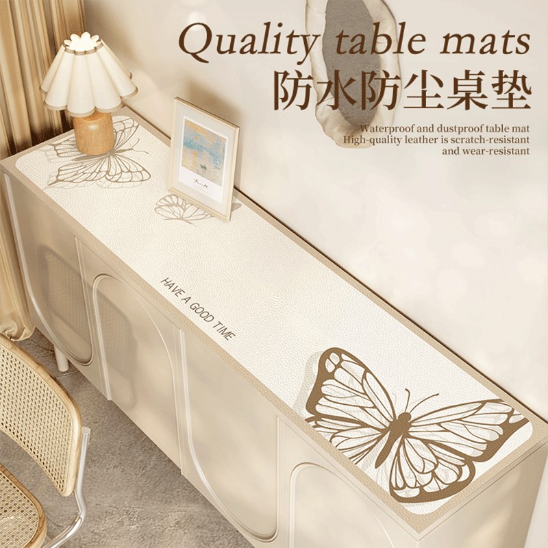 法式奶油风餐边柜桌垫玄关台面垫桌布防水防油电视柜桌面保护垫子