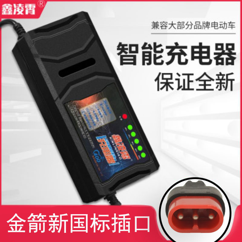 自动关机智能电动车电瓶充电器48V12AH60V20AH72V30A通用金箭三针