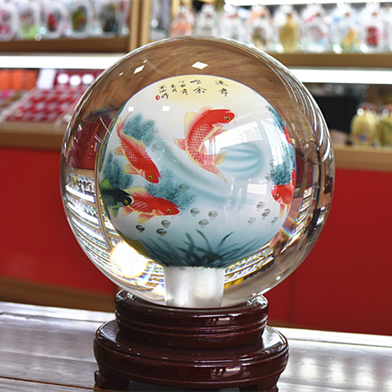 内画琉璃水晶球玻璃工艺品商务礼品国画民族艺术品送领导客户摆件
