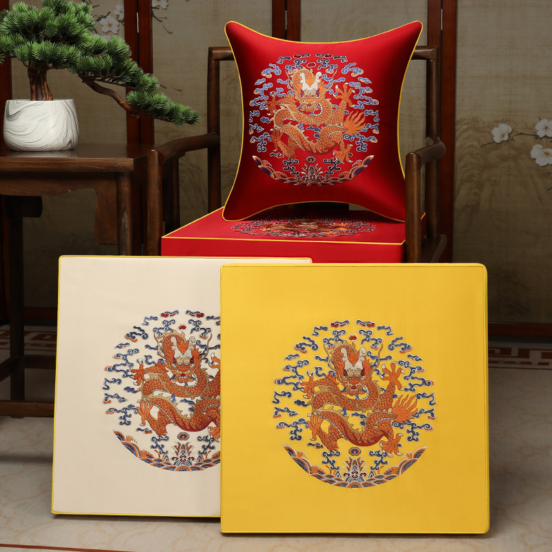 红木沙发坐垫高端中式古典刺绣实木圈椅餐椅茶桌椅子座垫屁垫定做
