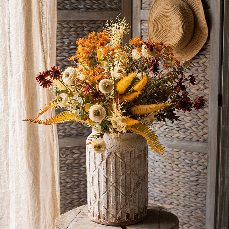 丘瞳设计师花束仿真花高档复古玄关摆件客厅花艺橱窗装饰假花摆设