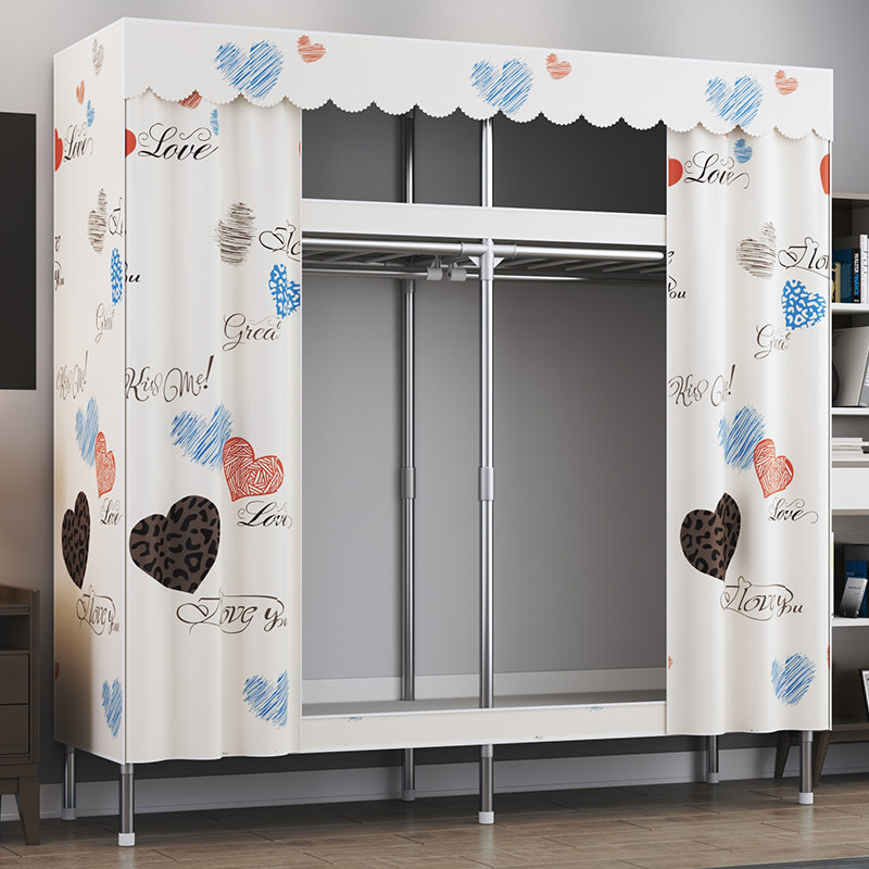 简易衣柜家用卧室布艺组装布衣柜出租房结实耐用全钢架加粗加厚VI