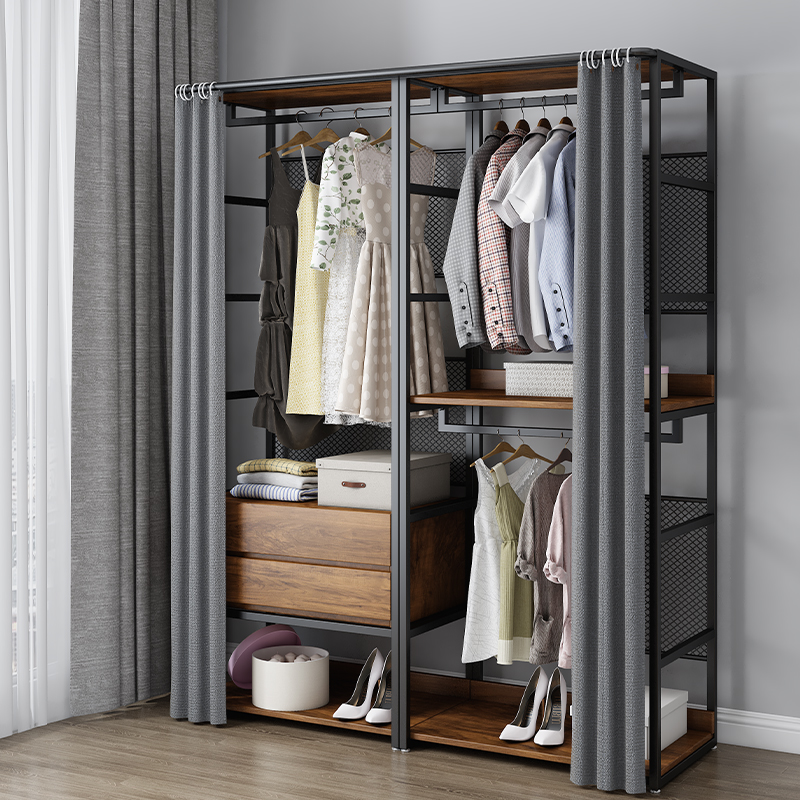 开放式衣柜家用卧室步入式衣帽间架子组装l型衣柜简易衣橱