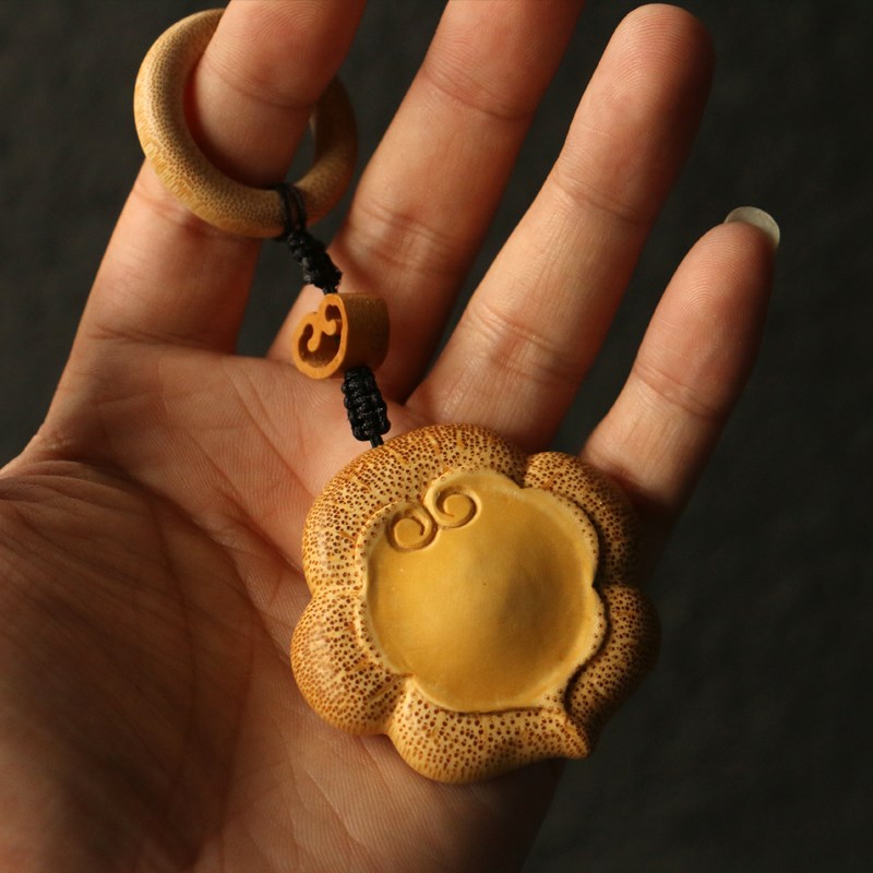 纯手工雕刻如意天然竹节小挂件竹雕把玩吊坠手把件小配饰祥云如意