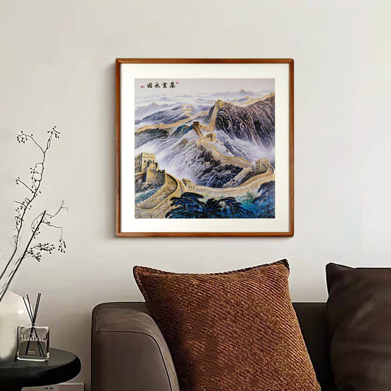 铜艺世家手工錾刻万里长城铜雕画办公室客厅背景墙高档装饰画挂画