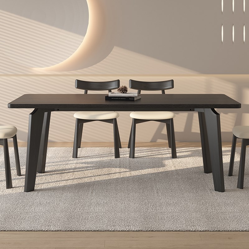 法式中古风全实木餐桌家用小户型奶油简约现代风长方形饭桌椅组合