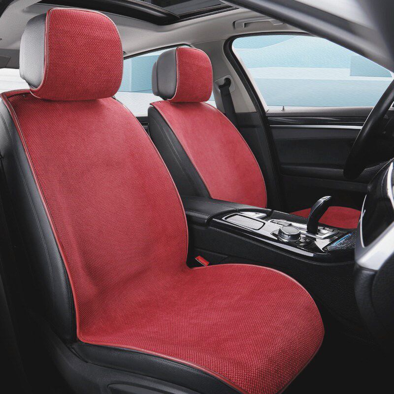 新款汽车座垫四季通用五座超薄棉麻亚麻布艺半包免捆绑防滑坐垫套