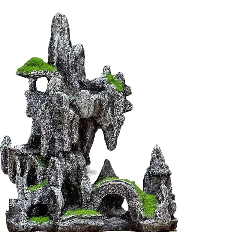 仿真创意假山石盆景配件微景观生态鱼缸造景装饰品摆件流水客厅