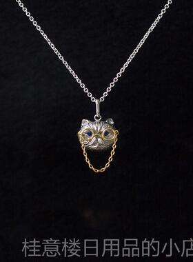 正品由子野动物系丨蓝丨宝猫咪项炼女纯银锁骨炼小众高级原创列礼