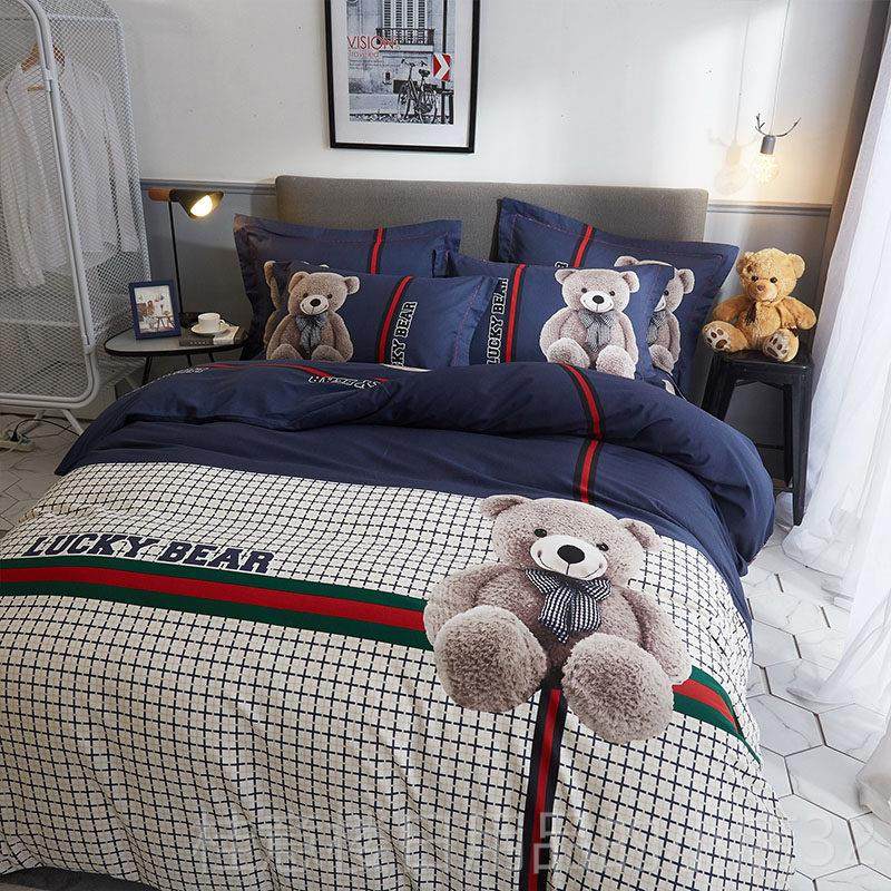 正品全棉四件棉套套加厚男女孩毛床上用品儿童卡通磨三四件纯床单