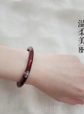正品藏天然西正品鸡藤手镯女吊坠款血男族藏银铃铛镯情侣民风木质