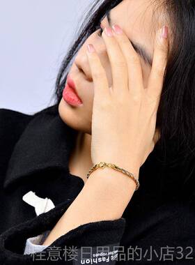 正品意大利工艺力925镭银手环女 三线三色彩银射闪光弹银手纯镯百