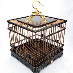 正品鸟笼红木乌鸟笼子红酸红子子枝绣眼靛颏宠物木紫贝光檀双层底