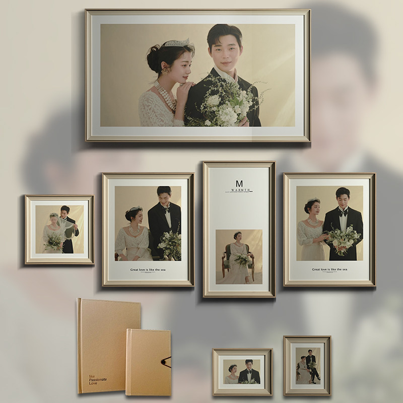 婚纱照相框相册套系制作高端影楼结婚照片墙定制床头放大组合挂墙