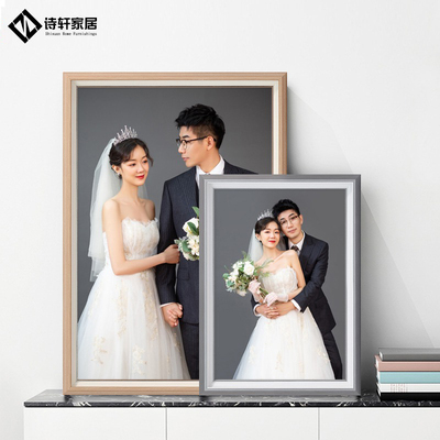 婚纱照相框挂墙冲洗打印照片加定制做成高级影楼卧室放大尺寸框架