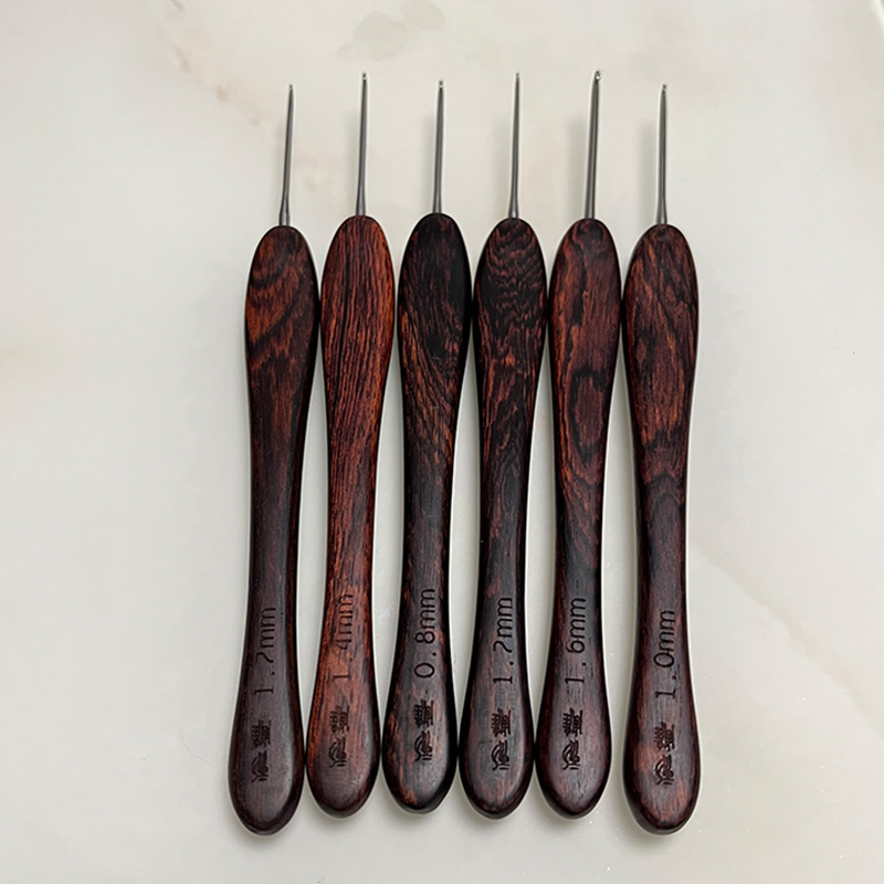 刻雕钩针紫油梨木柄纯手工编织钩织工具