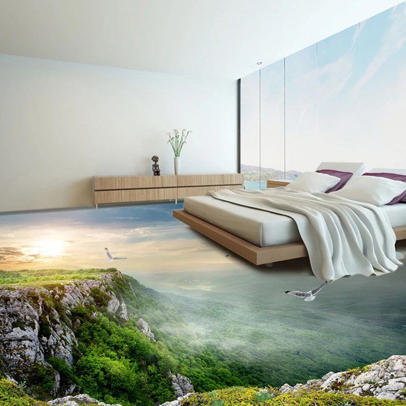 地砖地贴贴画3d立体仿真卧室风景客厅装饰地板砖贴纸地面墙贴自粘