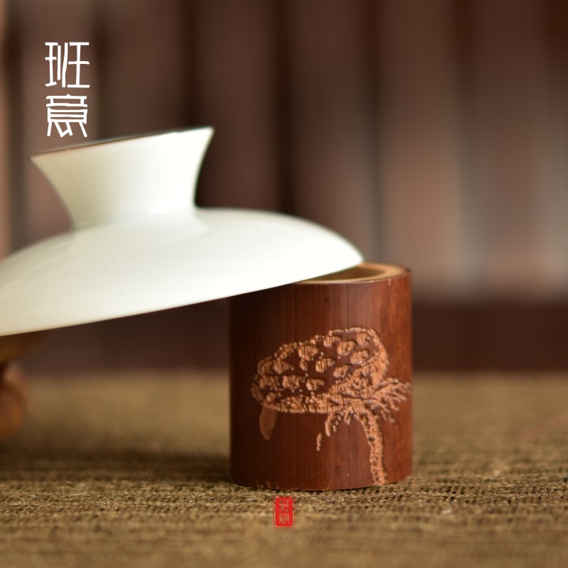 班意家用老竹盖置竹节茶夹置壶盖托架搁置茶道摆件功夫茶具配件图片