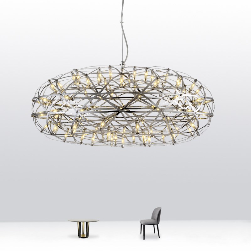 意大利设计师现代简约客厅吊灯高档花火椭圆形酒店展会吧台灯具