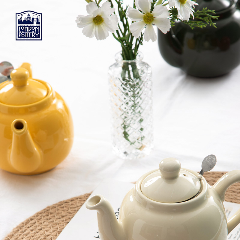 London Pottery经典色系英式陶瓷壶耐热家用咖啡花茶壶带滤网