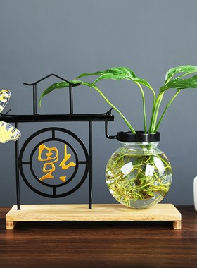 五福临门摆件新房乔迁新居小盆栽博古架花架饰品客厅桌面玻璃迷你