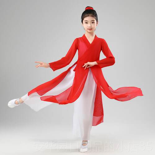 高档万疆出服中国风考艺服装多人舞服服蹈民族服饰儿演童演出扇子