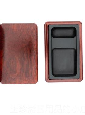 正品明文房长方形水墨天启然可磨墨原台石带盖歙砚保湿砚防干书法