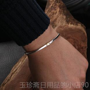 正品amp 5Japan经典涅开盘笑脸手镯男女92银细款口情侣手链手纯环