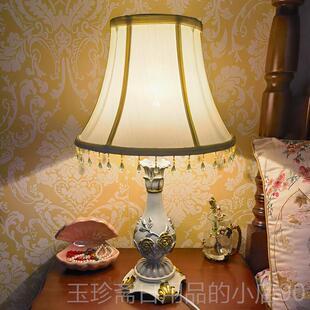 正品卧台灯礼头灯欧式田园复古床典美室式白色客厅书房闺蜜结婚庆