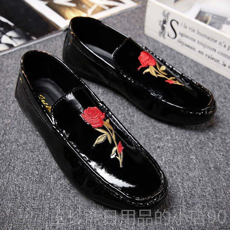 正品版春季漆皮鞋子男豆豆学生韩一脚鞋蹬懒脚社会精神小伙网红人