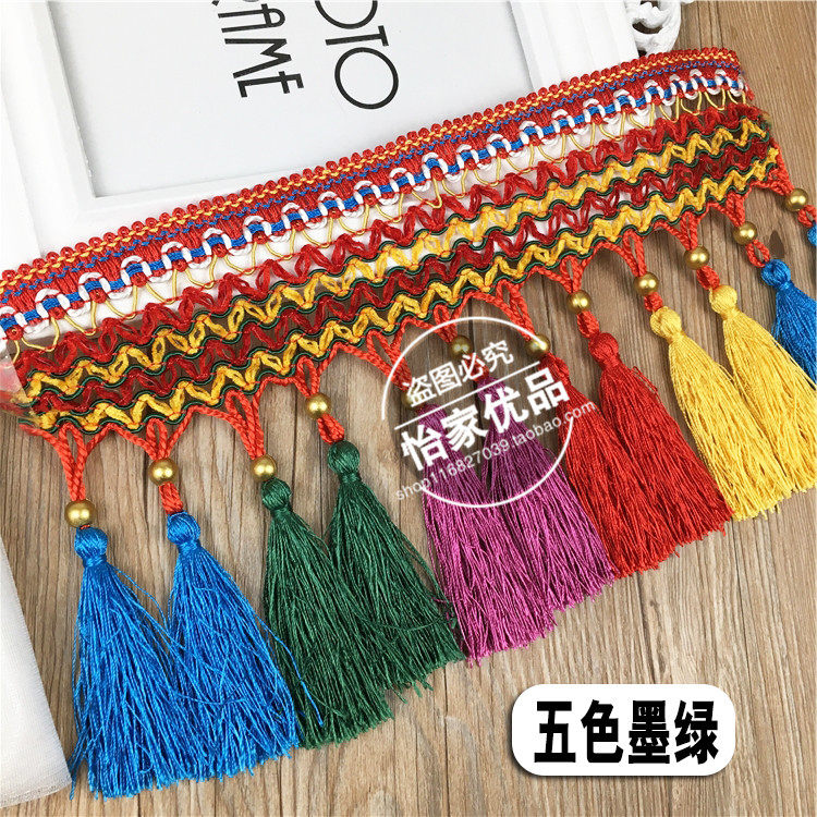 五彩民族风大吊穗窗帘吊穗花边货车装饰花边挂件宽边排穗龙须流苏