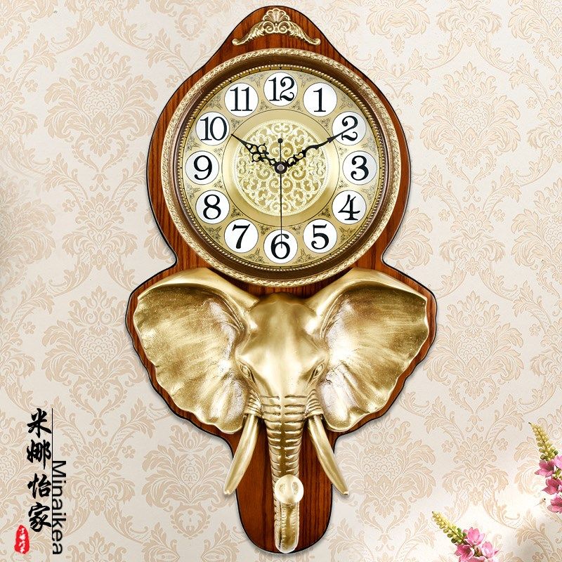 客厅挂钟圆形黄铜挂表黄铜钟表挂客厅大号静音时尚创意壁挂表个性