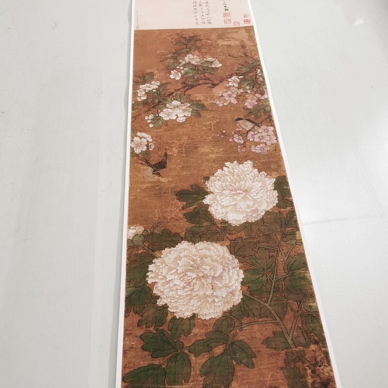 五代徐熙春燕戏花图复古书画花鸟国画真迹微喷古画芯装裱装饰画