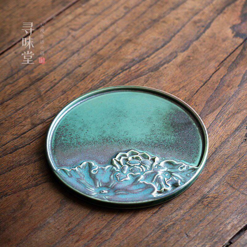 焕彩釉陶瓷壶承复古小茶盘托盘干泡盘窑变粗陶中式家用功夫茶具